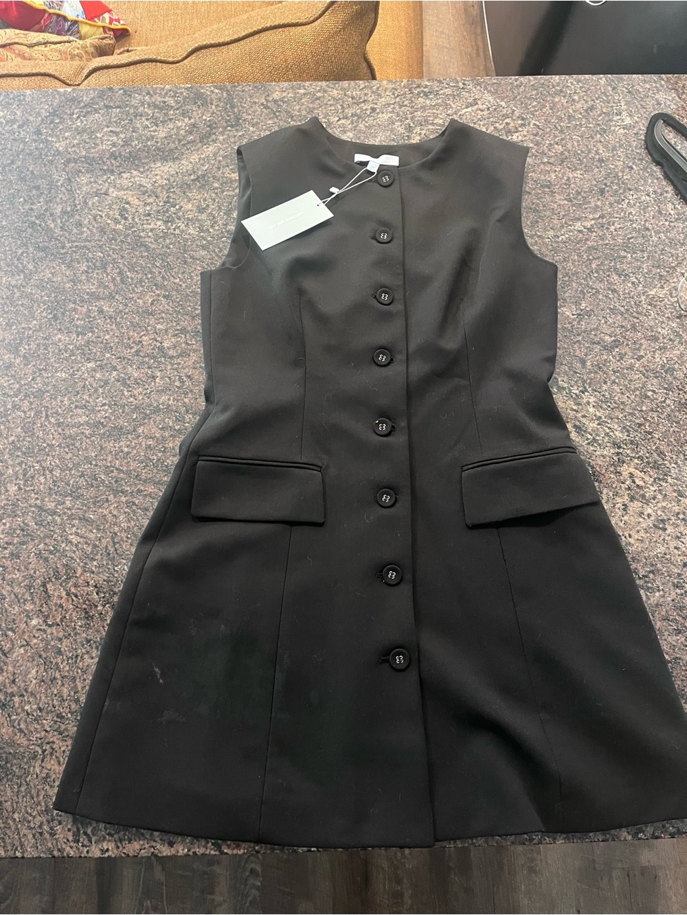 ANTONIO MELANI Black Sleeveless Button-Front A-Line Dress